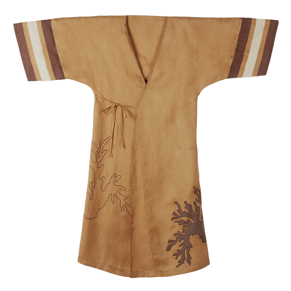 brown kimono dress Alison short kimono sleeve silk cognac dress Medium main image 1