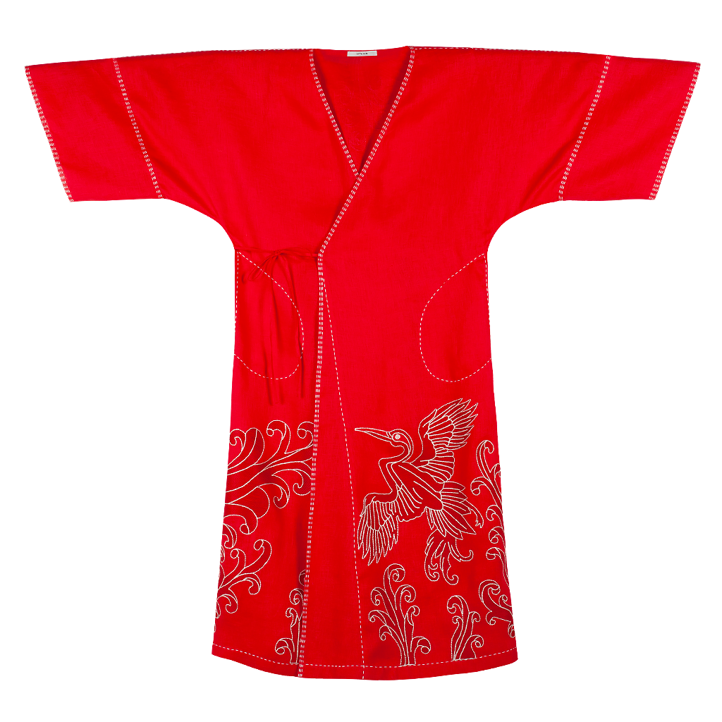 Vita Kin Dancing Heron Kimono Midi Dress