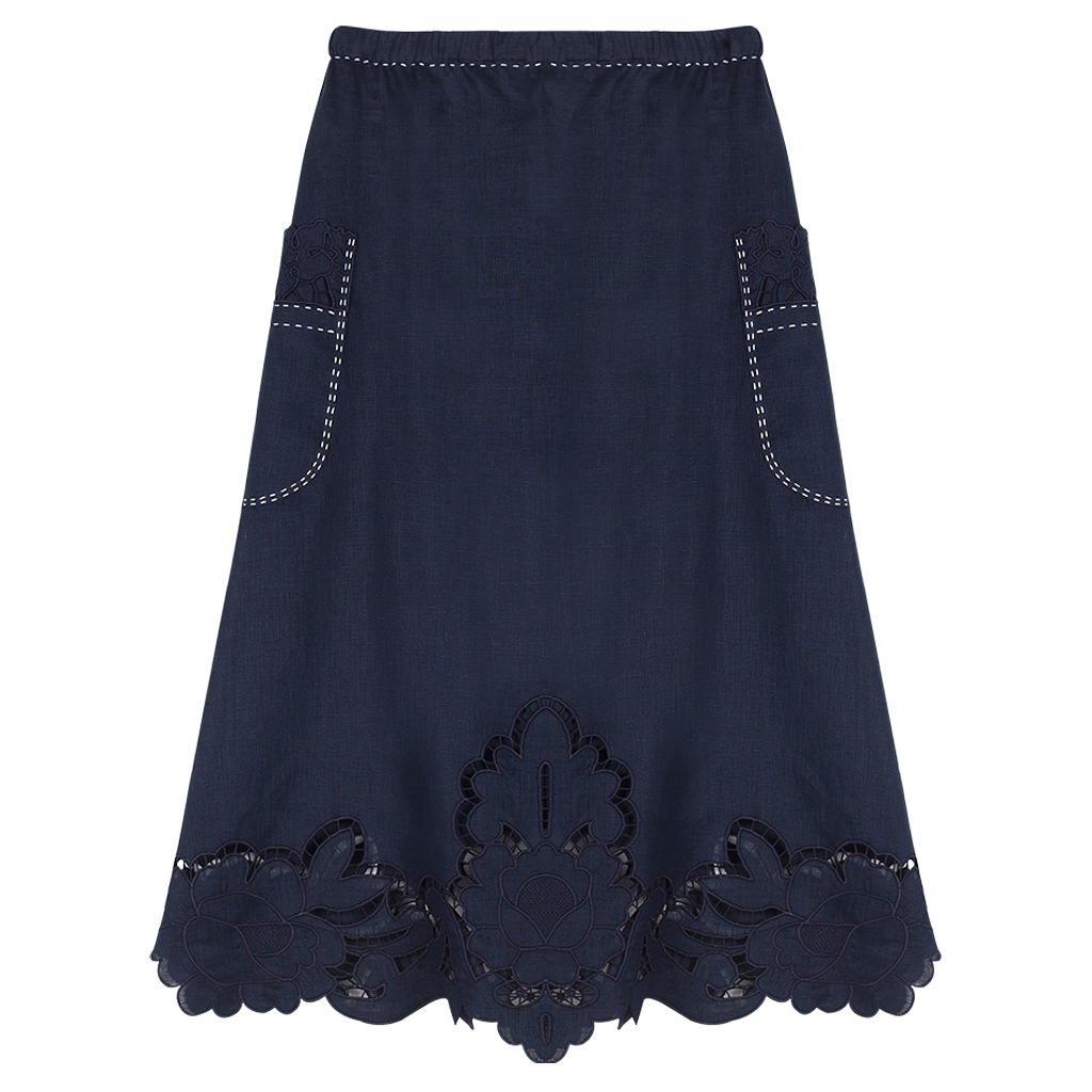 Rosemary Cut-Embroidered Skirt