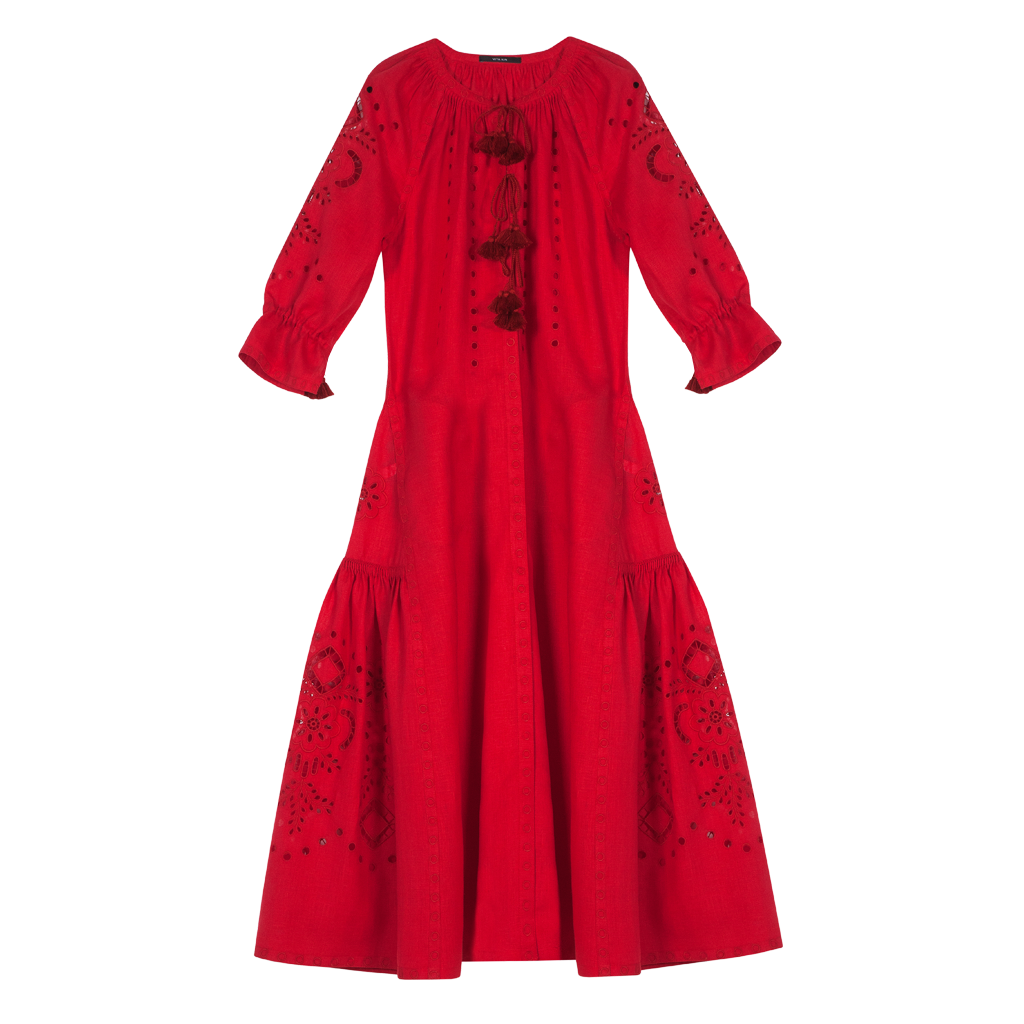 Cherry Blossom Cut-Embroidery Dress